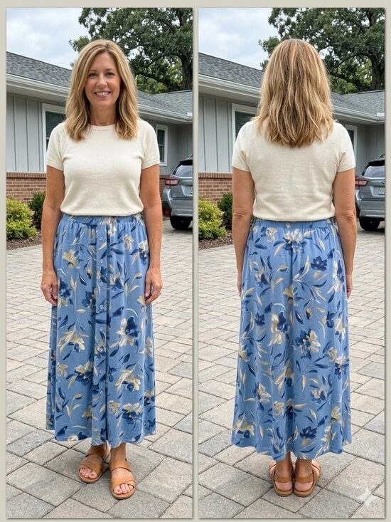 Jaclyn Smith Dresses & Skirts - Jaclyn Smith Sport Floral Button Front Maxi Skirt Large Blue 90s Vintage Pockets